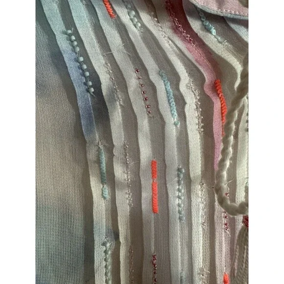 Soft Surroundings‎ Womens Pastel Tie Dye Beaded Top Flowy Lounge Petite Large - Picture 4 of 8